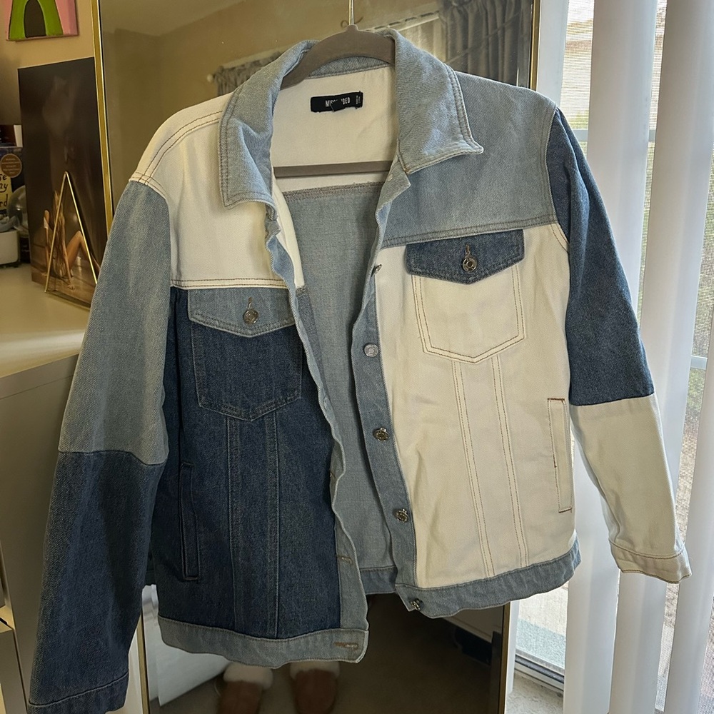 Missguided Blue and White Jean Jacket